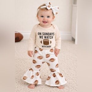 Baby Girl Football Sunday Outfit 🏈 Daddy’s Little Fan